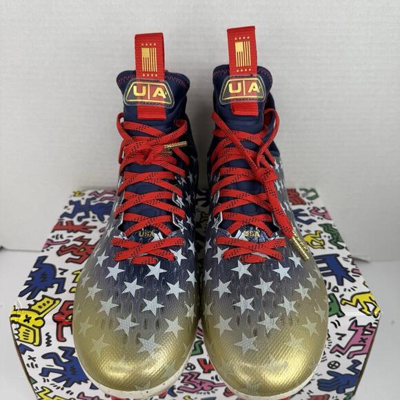 Under Armour Spotlight Lux MC LE USA Stars Men Sz 11 Football Cleats 3025366-100 - Picture 4 of 10